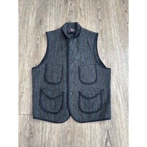 40s Woolrich Wool Vest Salt & Pepper Browns Beach Cloth Utility Railroad Sz M